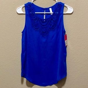 Xhilaration Cobalt Blue Laced-Neck Tank/Blouse